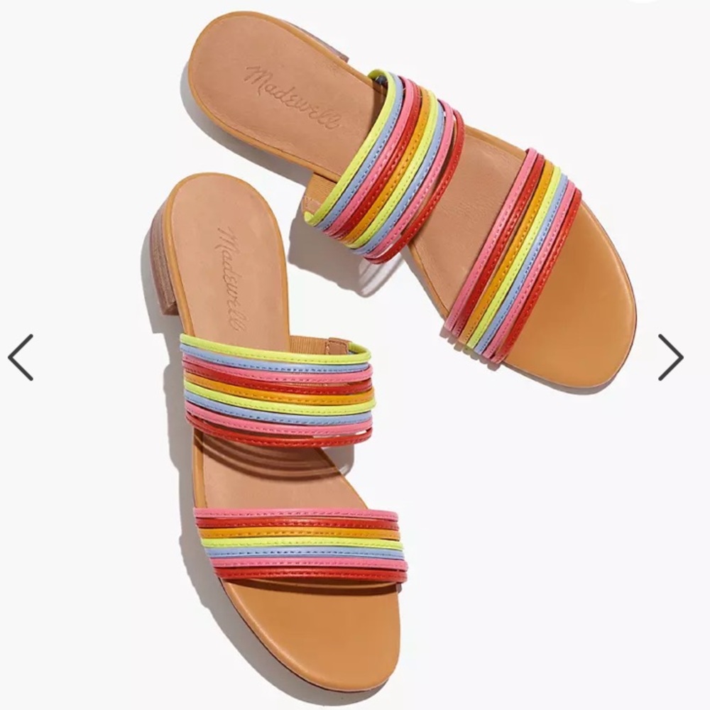 🌈Madewell Rainbow Leather Meg Slide Sandal